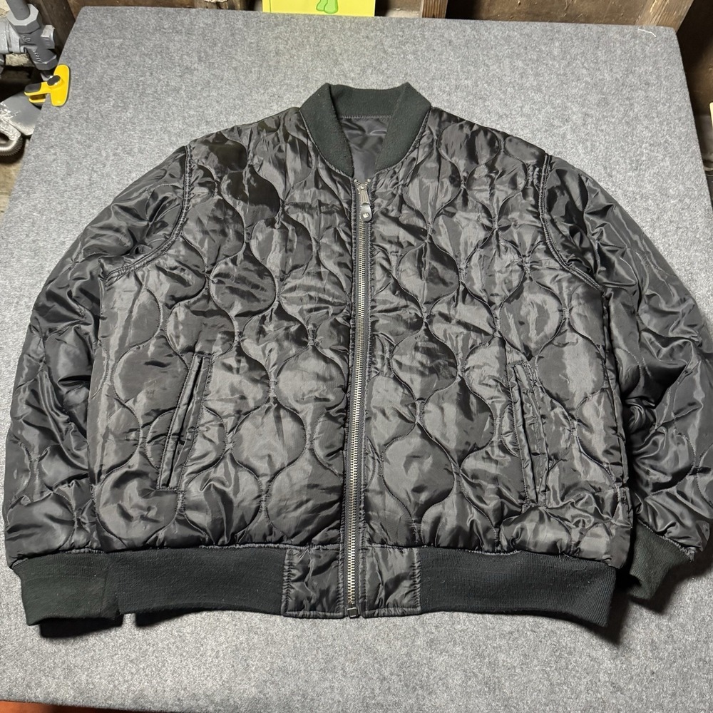Southpole Bomber Jacket XL Mens Black Reversible Quilted Streetwear Y2K Hip Hop